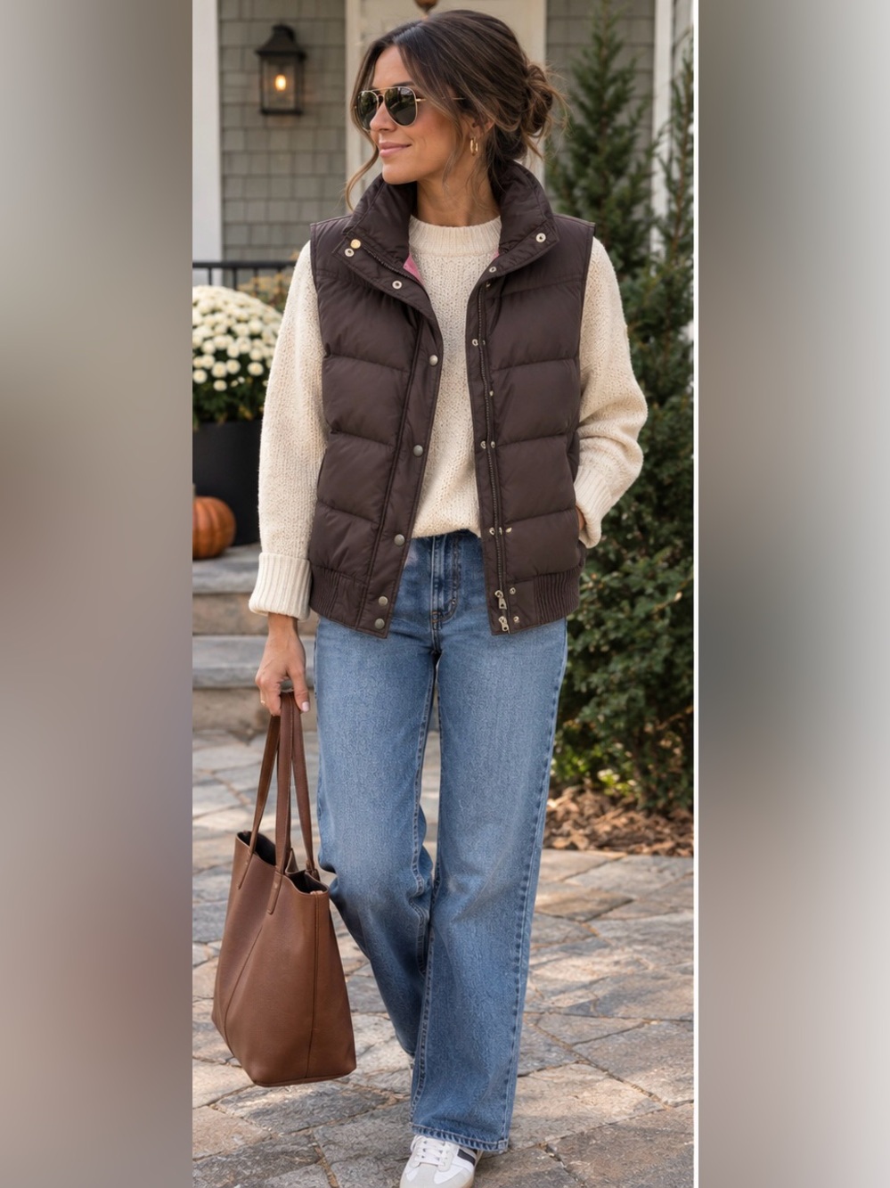 GAP Brown and Pink Down Puffer Vest